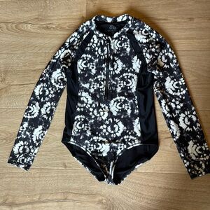 Girls Black And White Bathing Suit